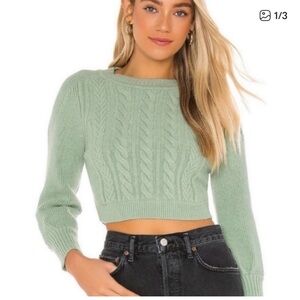 For Love & Lemons Dominique Aqua Sweater - L